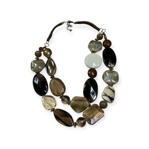 Faux stone doubled strand necklace